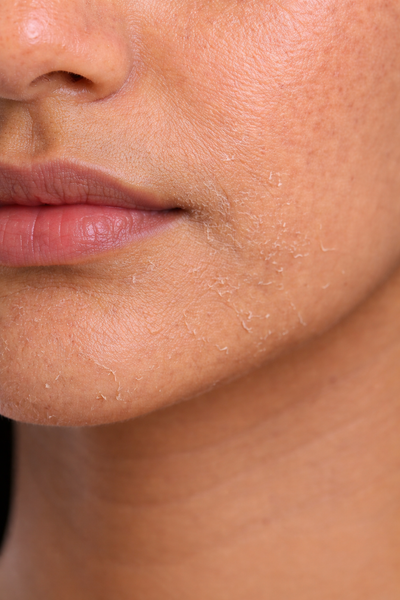 Close-up of a person's neck and jawline with visible skin texture.
