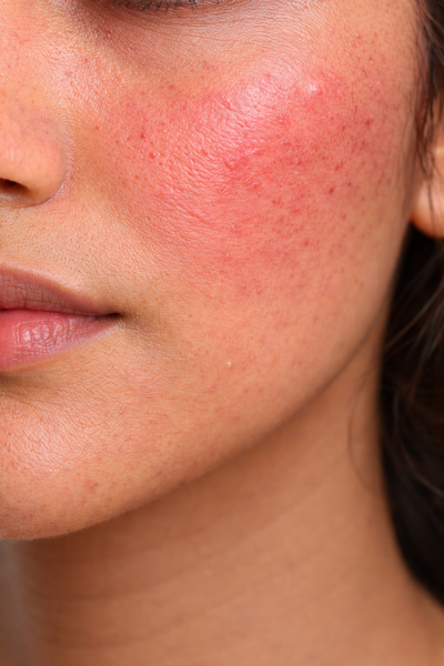 Close-up of a person's neck  visible skin texture.